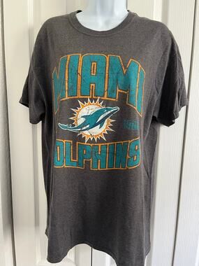 Vintage Miami Dolphins NFL Team Apparel Men's Large Gray Graphic T-Shirt